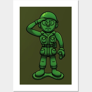 Green Military Soldier Toy Sergeant Saluting Posters and Art